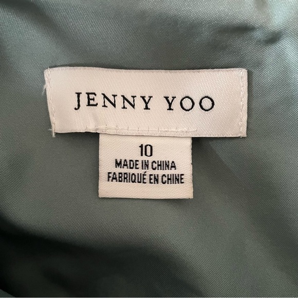 Jenny Yoo Long Light Green One Shoulder Dress Size 10 Bridesmaid Formal FLAWS - Picture 11 of 11